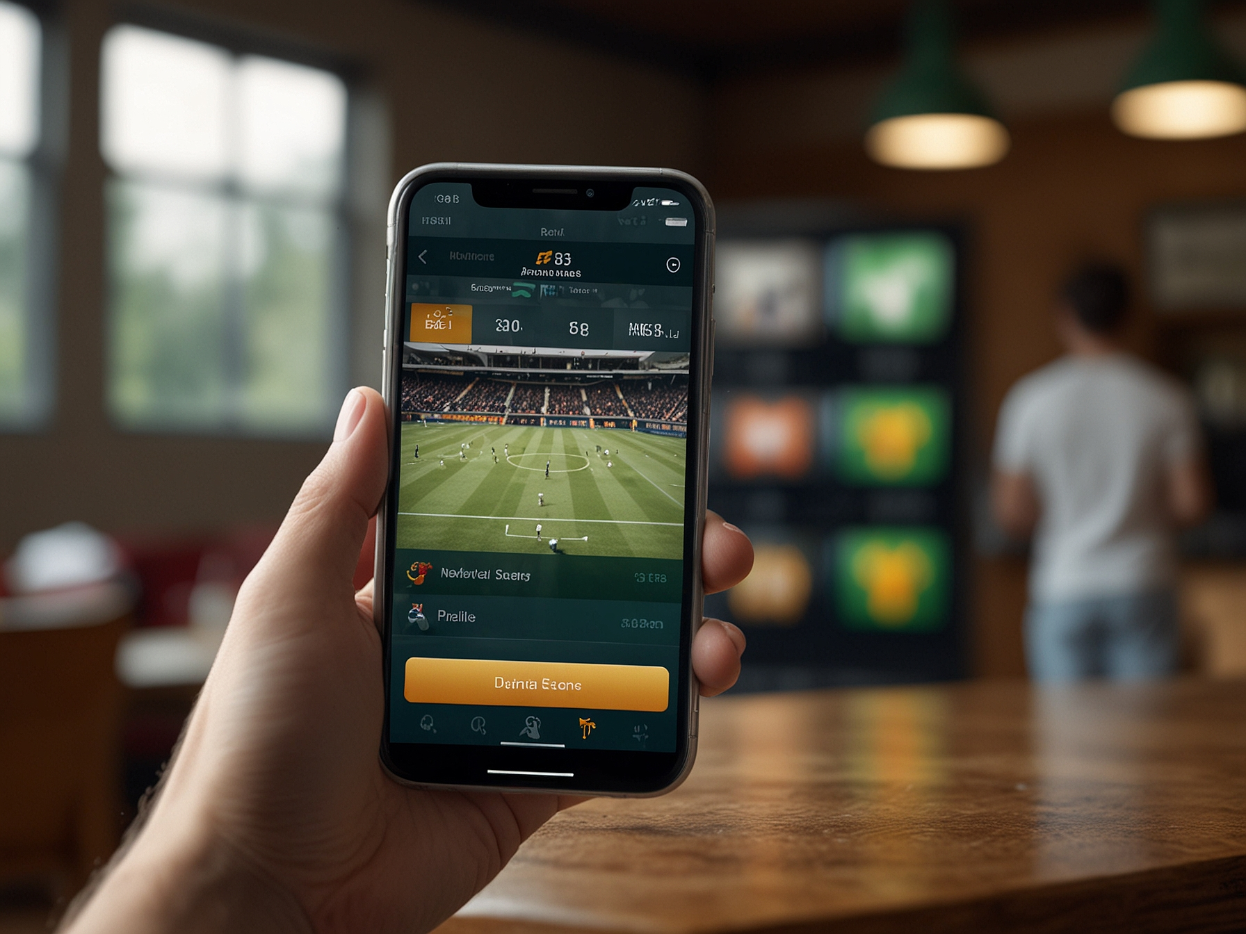 Phone with notification pop-ups for bets