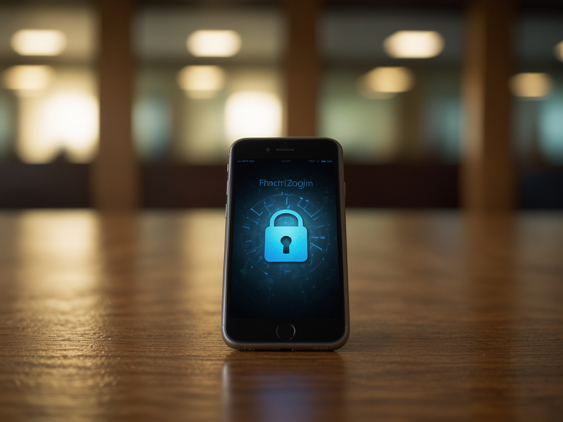 Lock icon and mobile phone for security