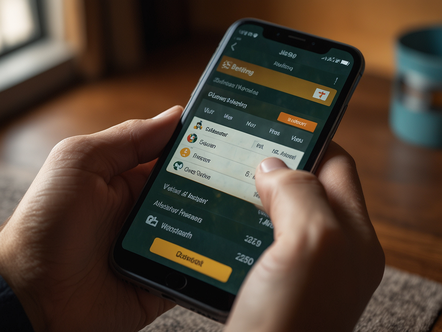 Person launching betting app on phone