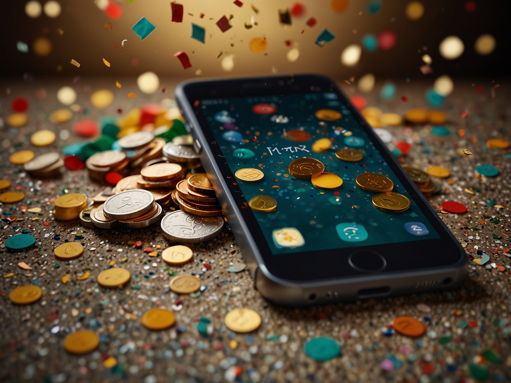 Celebratory confetti and bonus cards