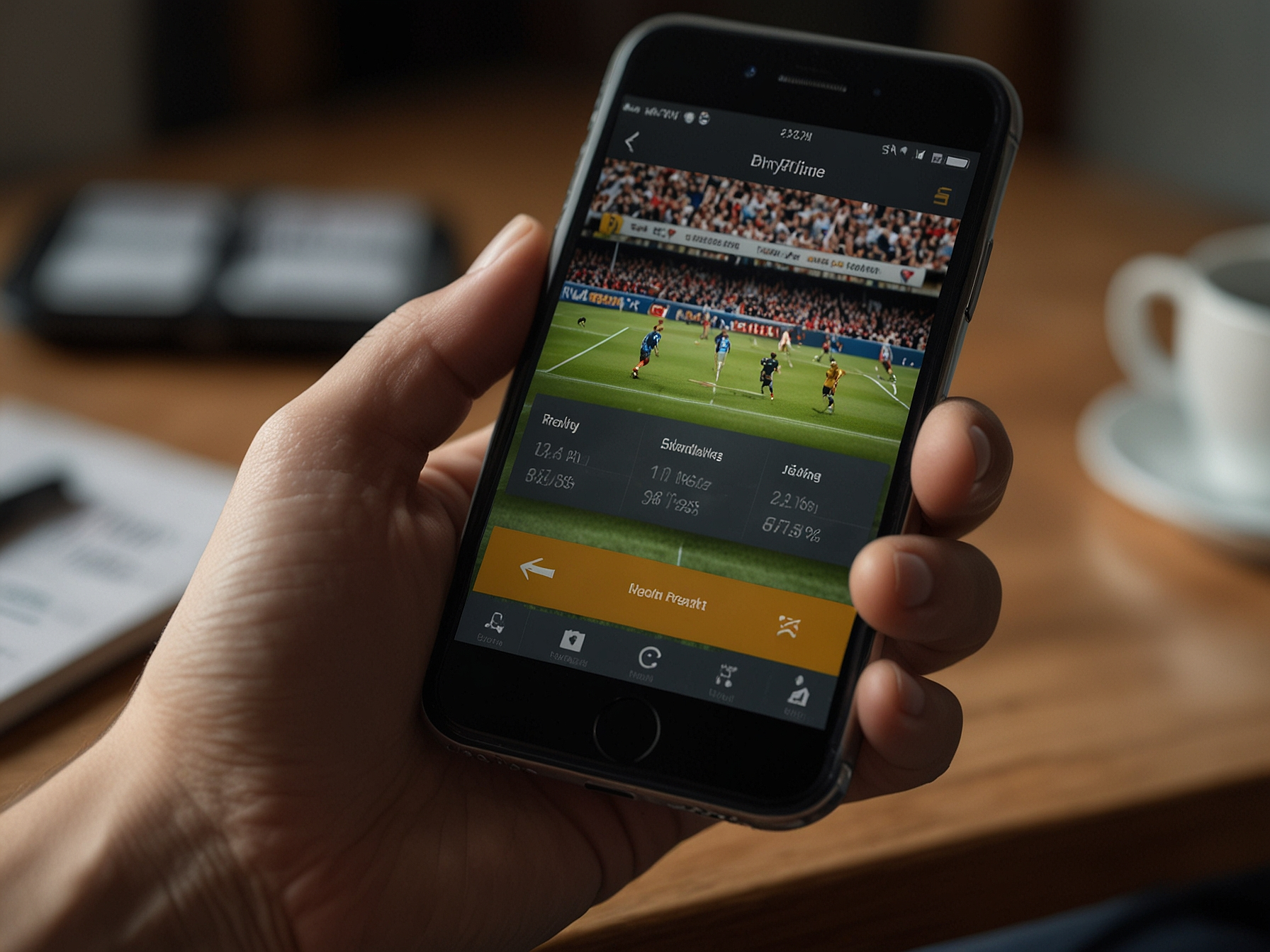 Person holding phone browsing betting site