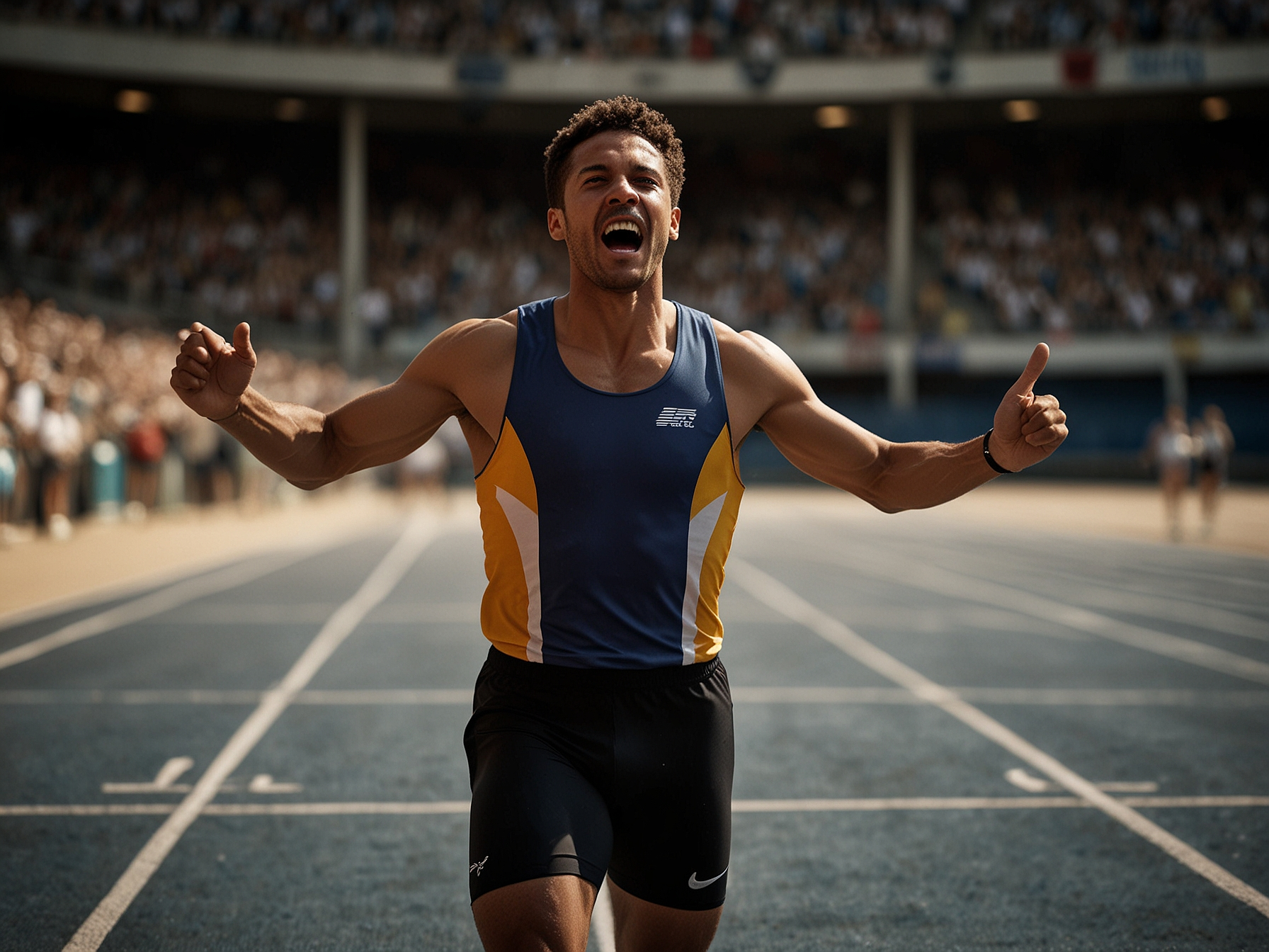 Runner crossing the finish line
